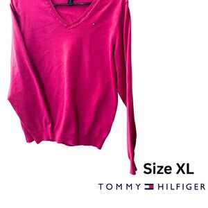 EUC Tommy Hilfiger Vintage Y2K Fuchsia Cotton Blend Sweater Size XL